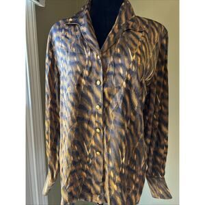 ESCADA VINTAGE black grey circle chain PRINT 38 10-12 Germanlong slv gold button